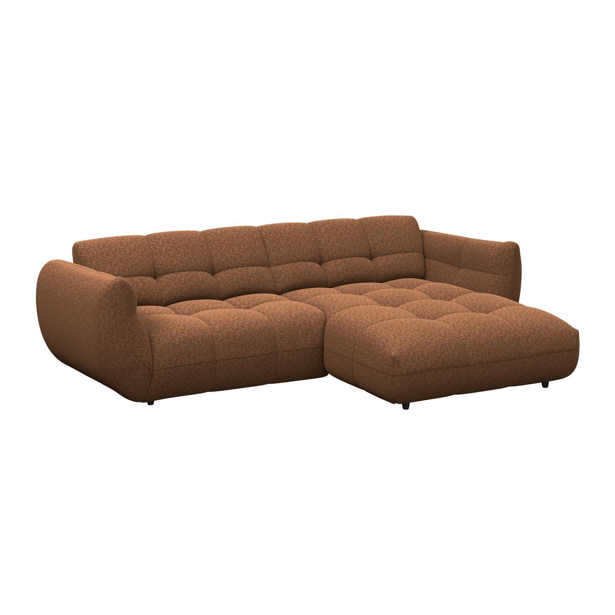 Ecksofa Panda Chenille terracotta, 280x178cm - Terracotta/Schwarz, Trend, Textil (280/178cm)