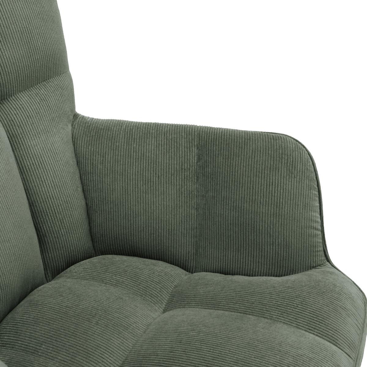 Křeslo s taburetem ALEX, zelený manšestr, max. 120 kg - černá/zelená, Moderní, kov/textil (68/100/78cm) - Mömax