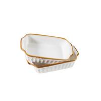 Auflaufform Pintar Porzellan rechteckig Braun Weiß - Braun/Weiß, Basics, Keramik (24/14/4,8cm) - Mäser
