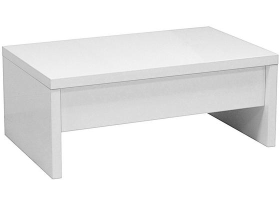 Dohányzóasztal Glossy - fehér, modern, fém/faanyagok (100/40-64/60cm) Dohányzóasztal Glossy - fehér, modern, fém/faanyagok (100/40-64/60cm)
