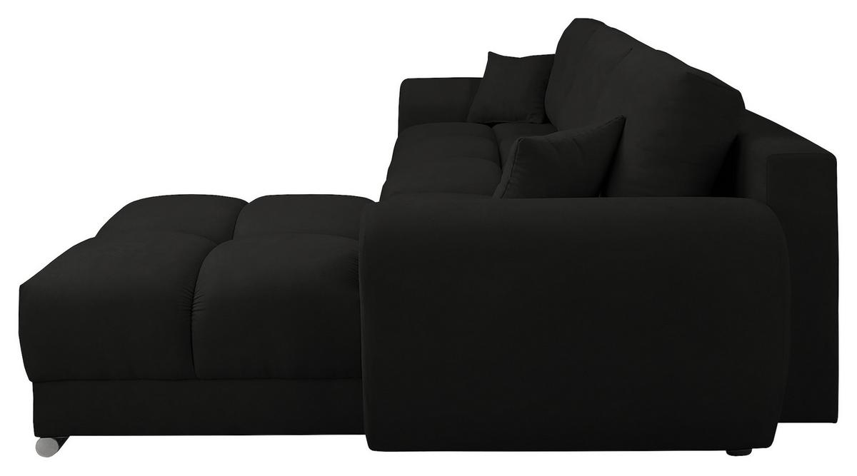 Ecksofa Azzuro Schwarz S: 256x175 cm - Silberfarben/Schwarz, Design, Textil (256/175cm) - Livetastic