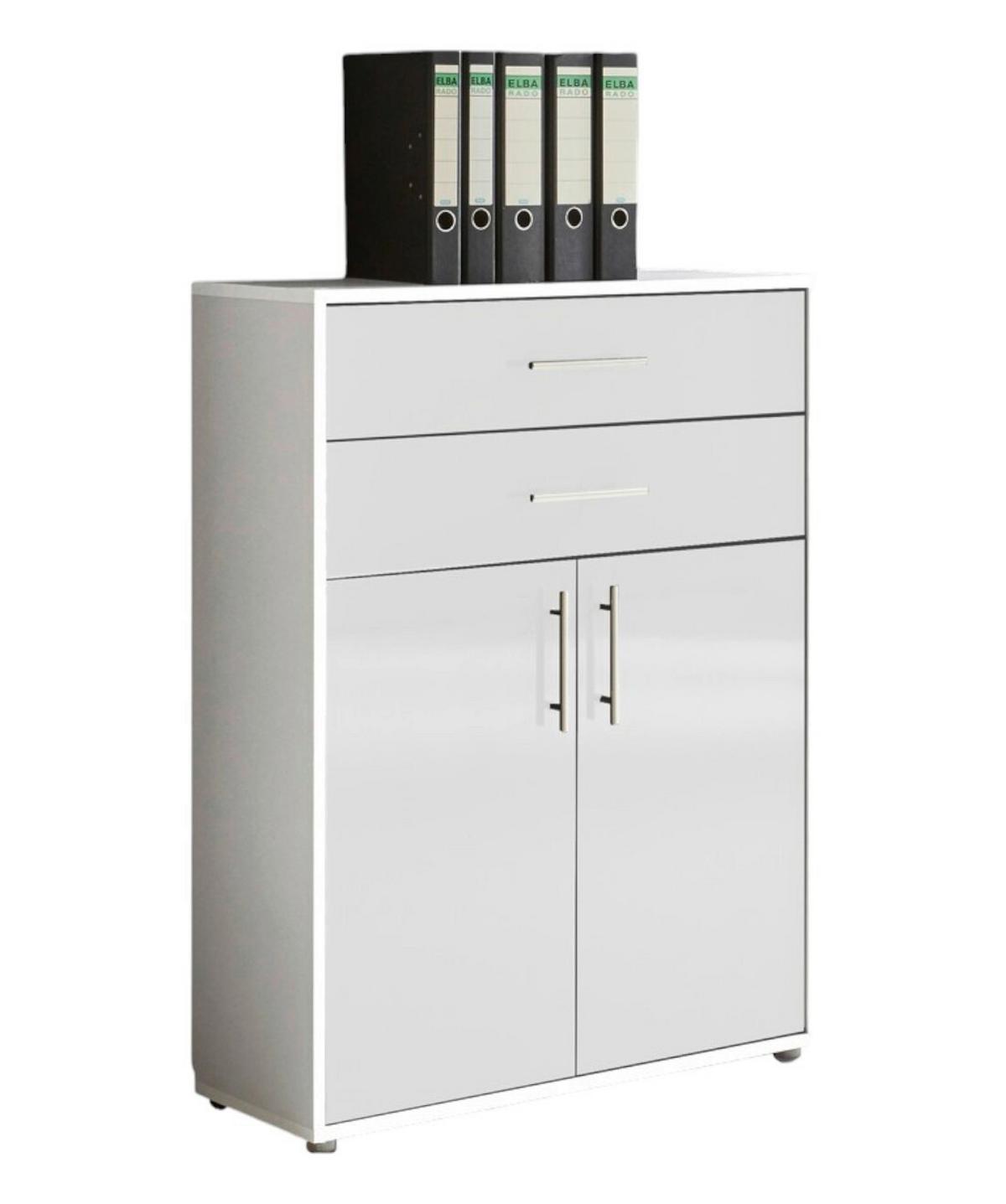 Office Edition B: 84,5 Cm Weiß - Weiß Hochglanz/Weiß, MODERN, Holzwerkstoff (84,5/114/33cm) - MID.YOU