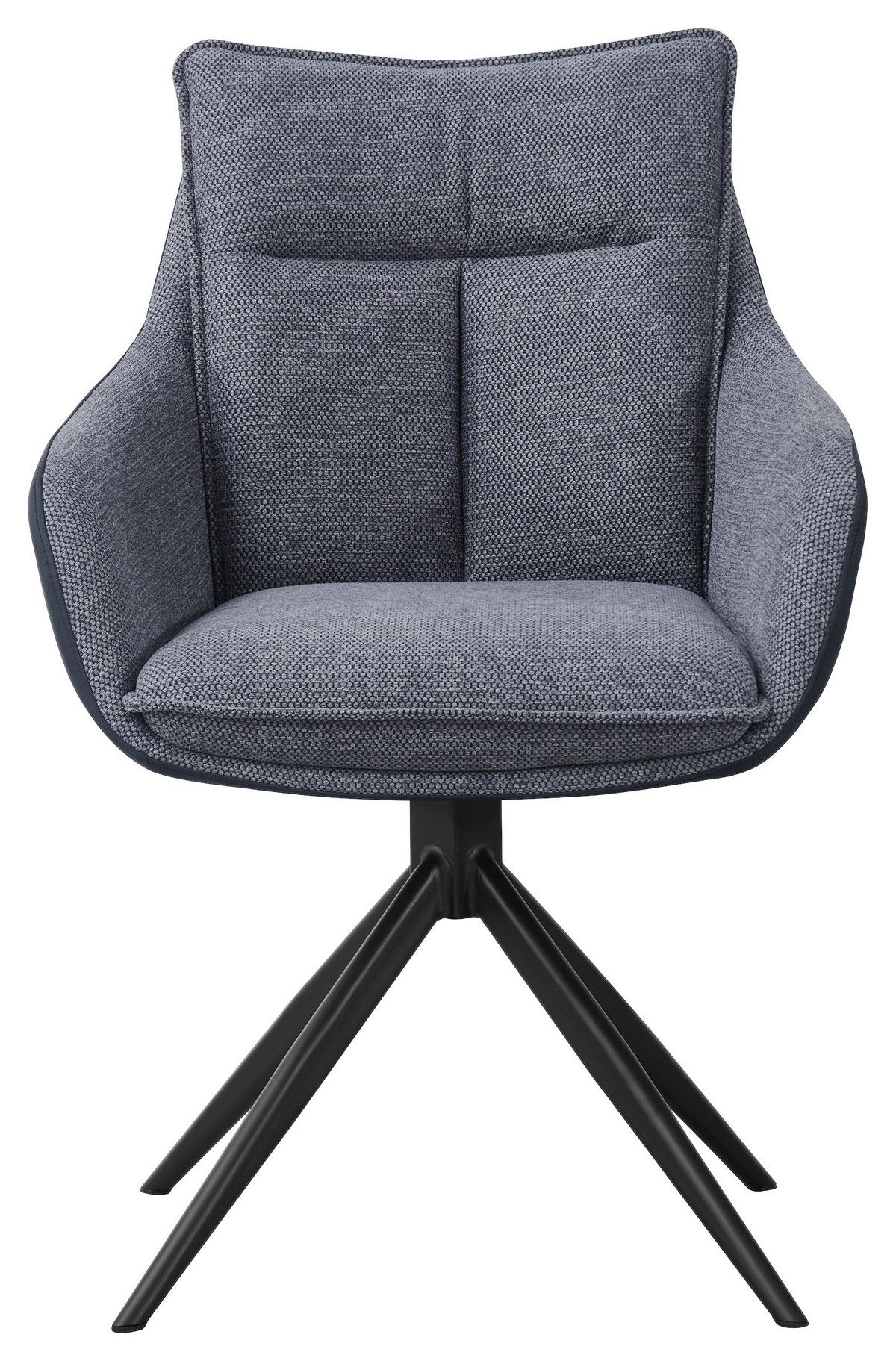 Armlehnstuhl Emilia II Webstoff grau, B: 60cm - Schwarz/Grau, MODERN, Holz/Textil (60/88/65cm)