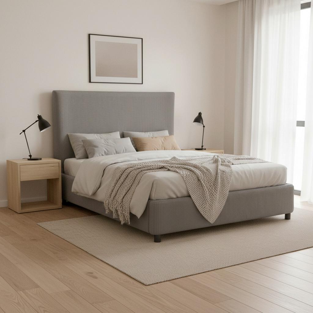 Čalúnená posteľ MARIE 180x200, sivá - svetlohnedá/sivá, Modern, drevo/textil (180/200cm) - Bessagi Home