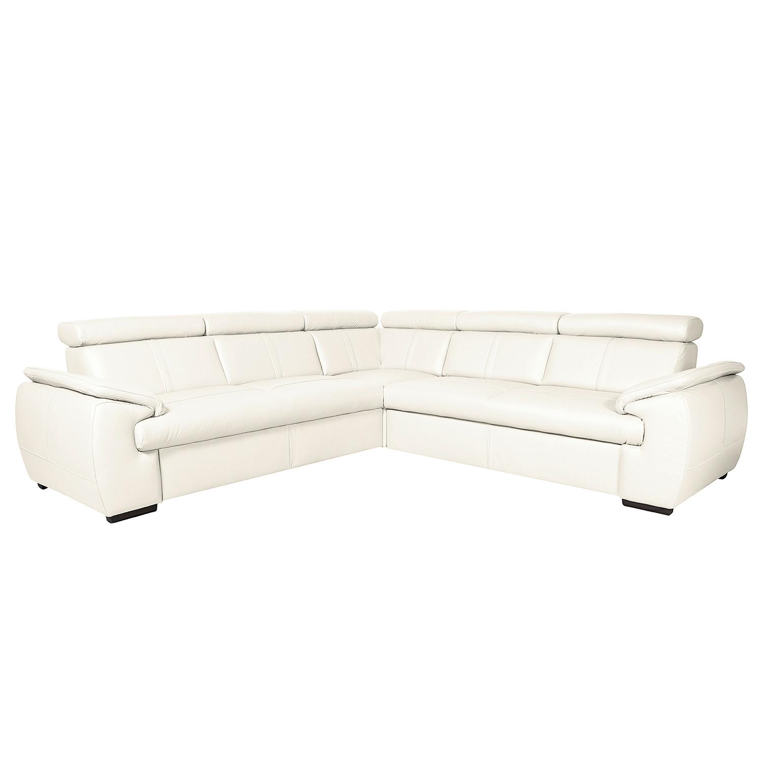 Ecksofa City Weiß B: 265x265 cm - Wengefarben/Weiß, Design, Leder (265/265cm) - Livetastic