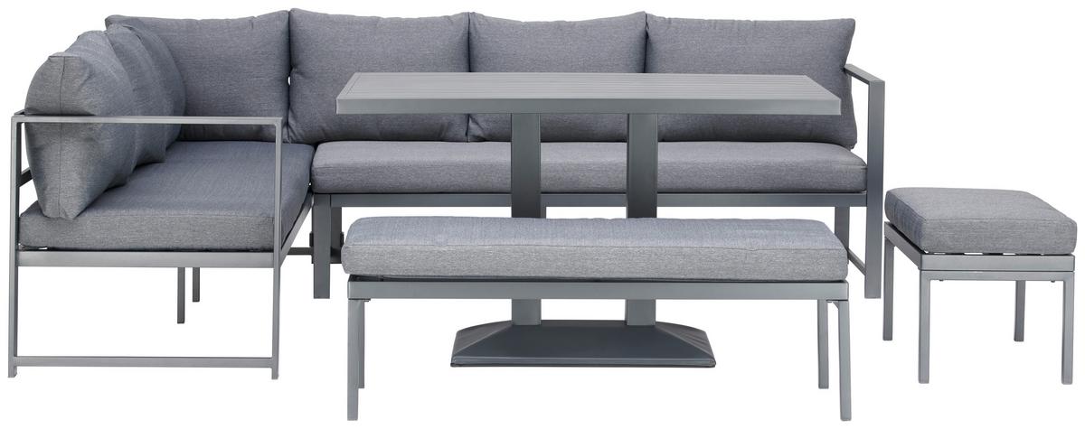 TERASOVÁ SEDACÍ SOUPRAVA WALTER - šedá/antracitová, Moderní, kov/textil (244/192/67cm) - Mömax