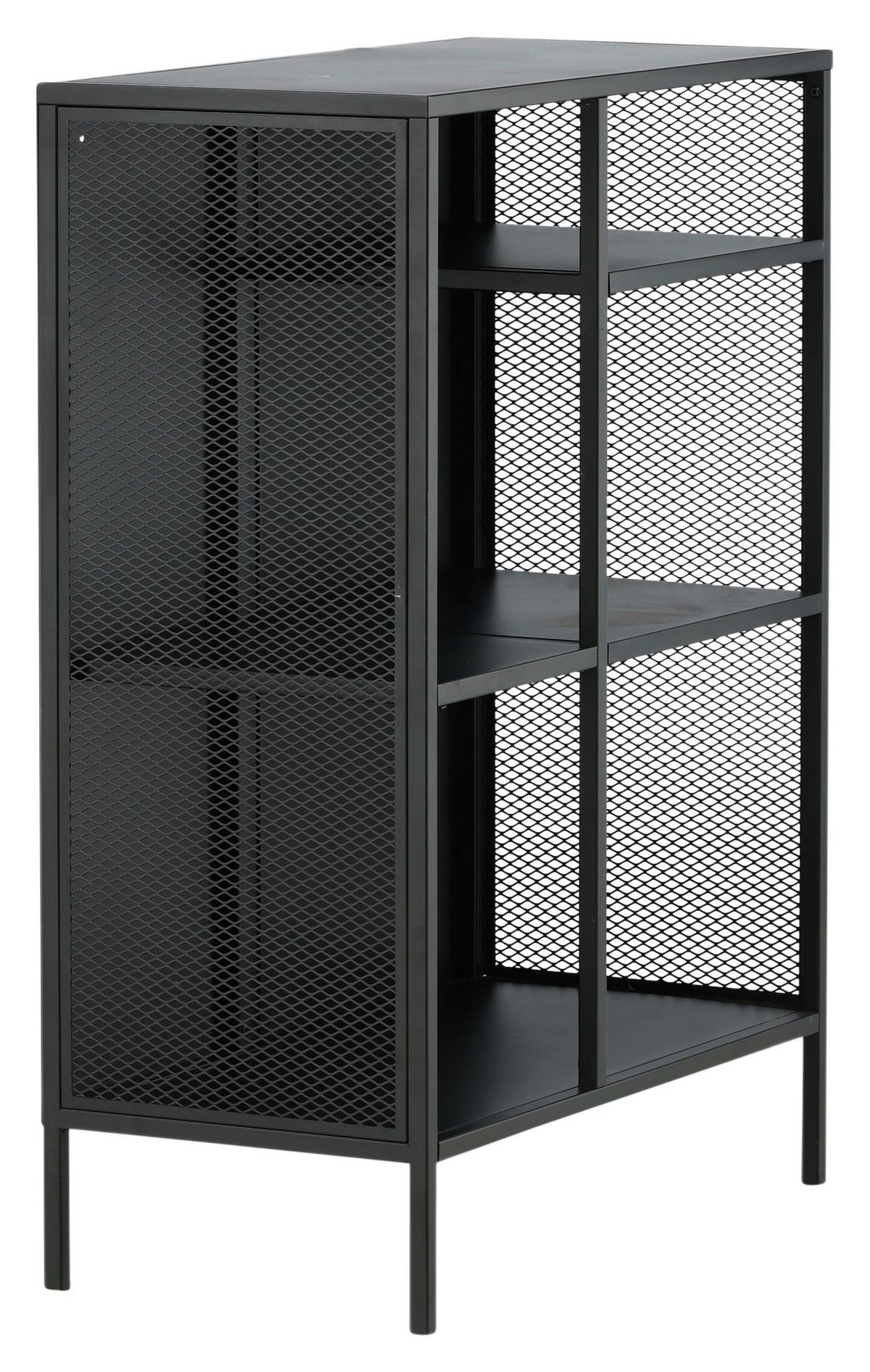 Bücherwand Misha - Schwarz, Design, Metall (80/110/40cm) - Livetastic