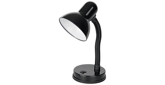 Tischlampe Lucia Schwarz mit Fexiblem Arm, Kippschalter - Schwarz, KONVENTIONELL, Metall (22/22/37cm) - Ondega