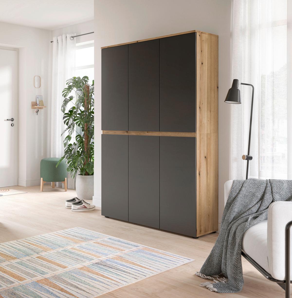Garderobenschrank Scarpa Anthrazit/eichefarben B: 105cm - Eichefarben/Anthrazit, Design, Holzwerkstoff (105/175/37cm) - Livetastic