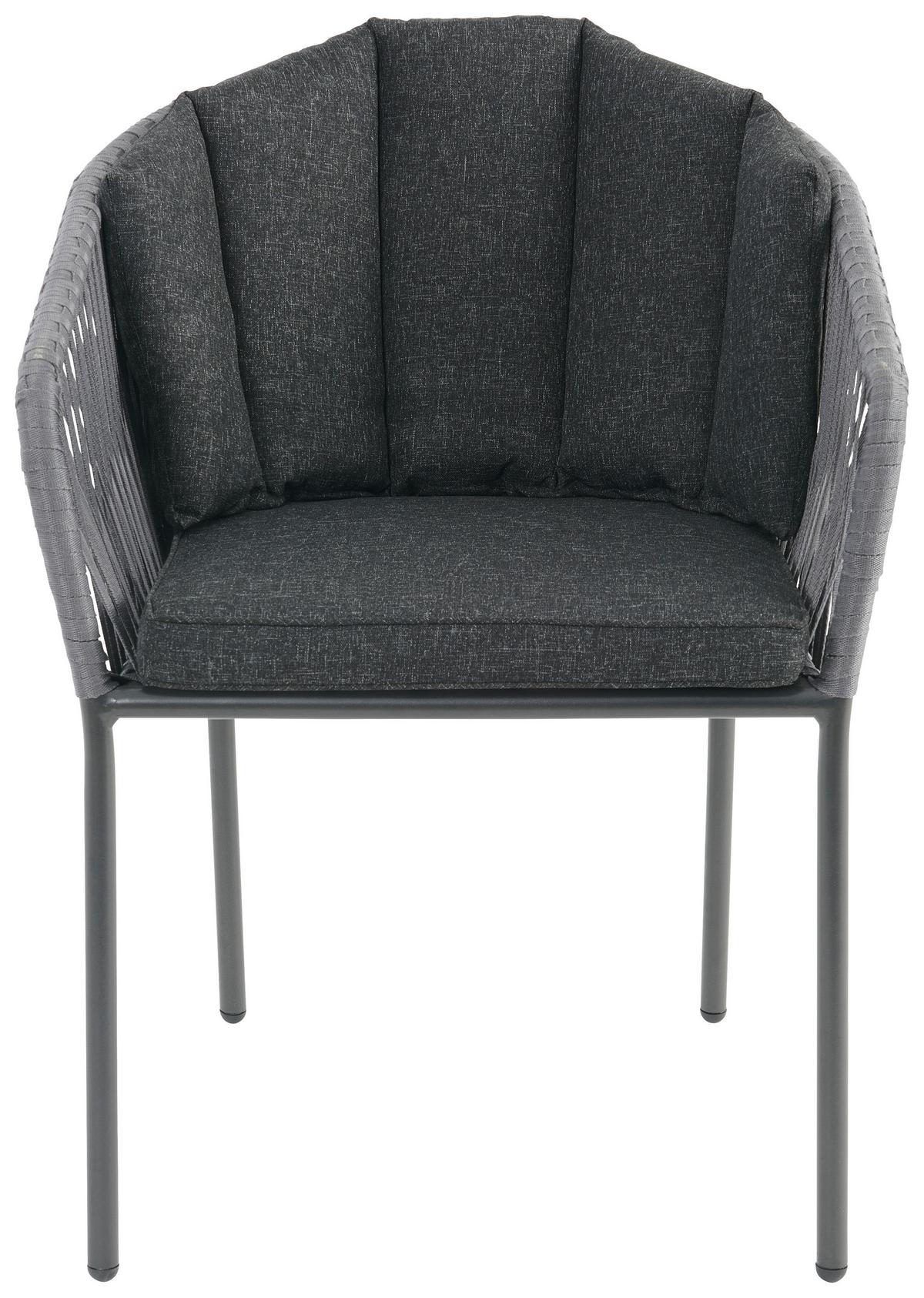Gartensessel Zoe Metall / Kunststoff / Textil - Anthrazit/Schwarz, MODERN, Kunststoff/Textil (59/77,5/61cm) - Beldano