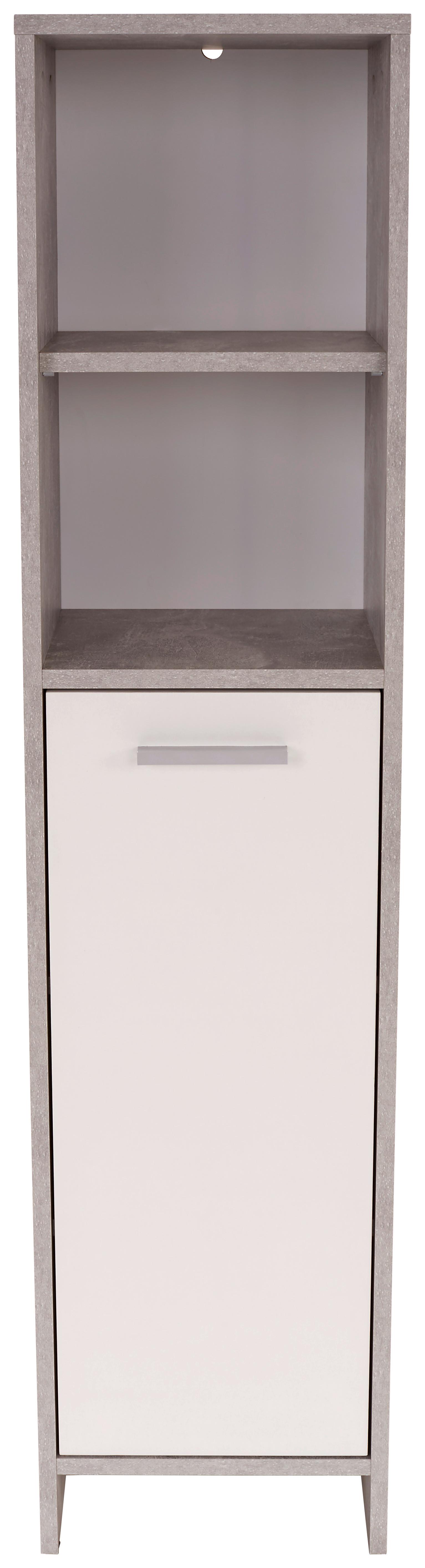 Midischrank Attack B: 32cm, Betonoptik + Weiß - Hellgrau/Schwarz, MODERN, Holzwerkstoff (32/135/28cm)