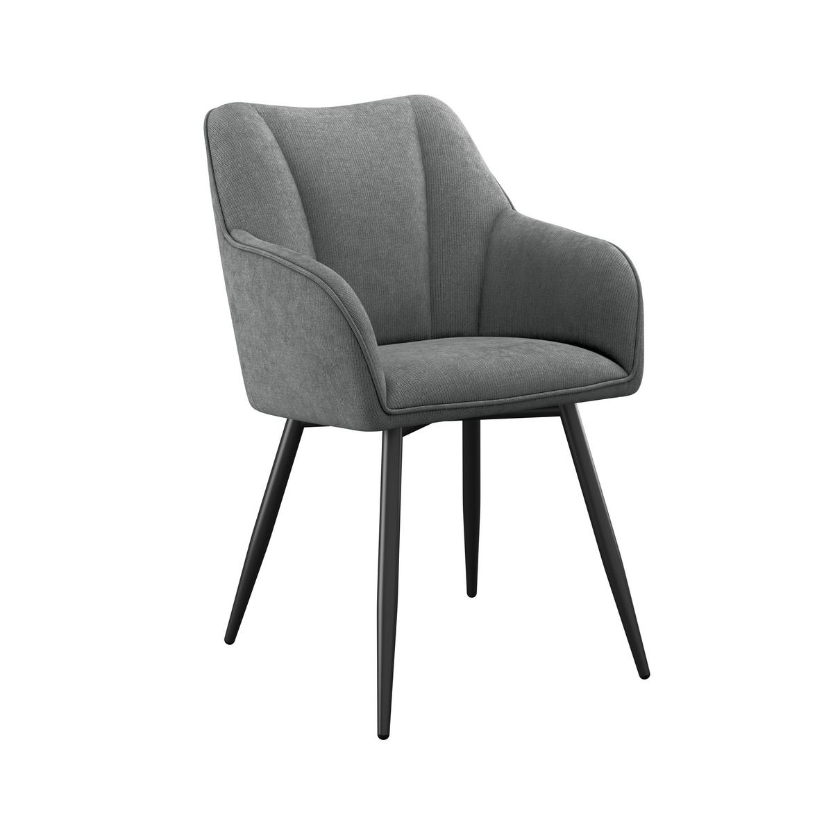 Armlehnstuhl Caro grau gepolstert - Schwarz/Grau, KONVENTIONELL, Holz/Textil (55/83/61cm) - Nedis SmartLife