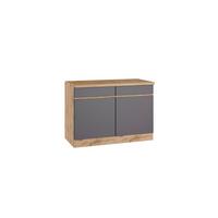 Küchenunterschrank Turin 120 cm Grau/Wotaneiche - Eiche Wotan/Grau, Design, Holzwerkstoff (120/86/60cm) - Held