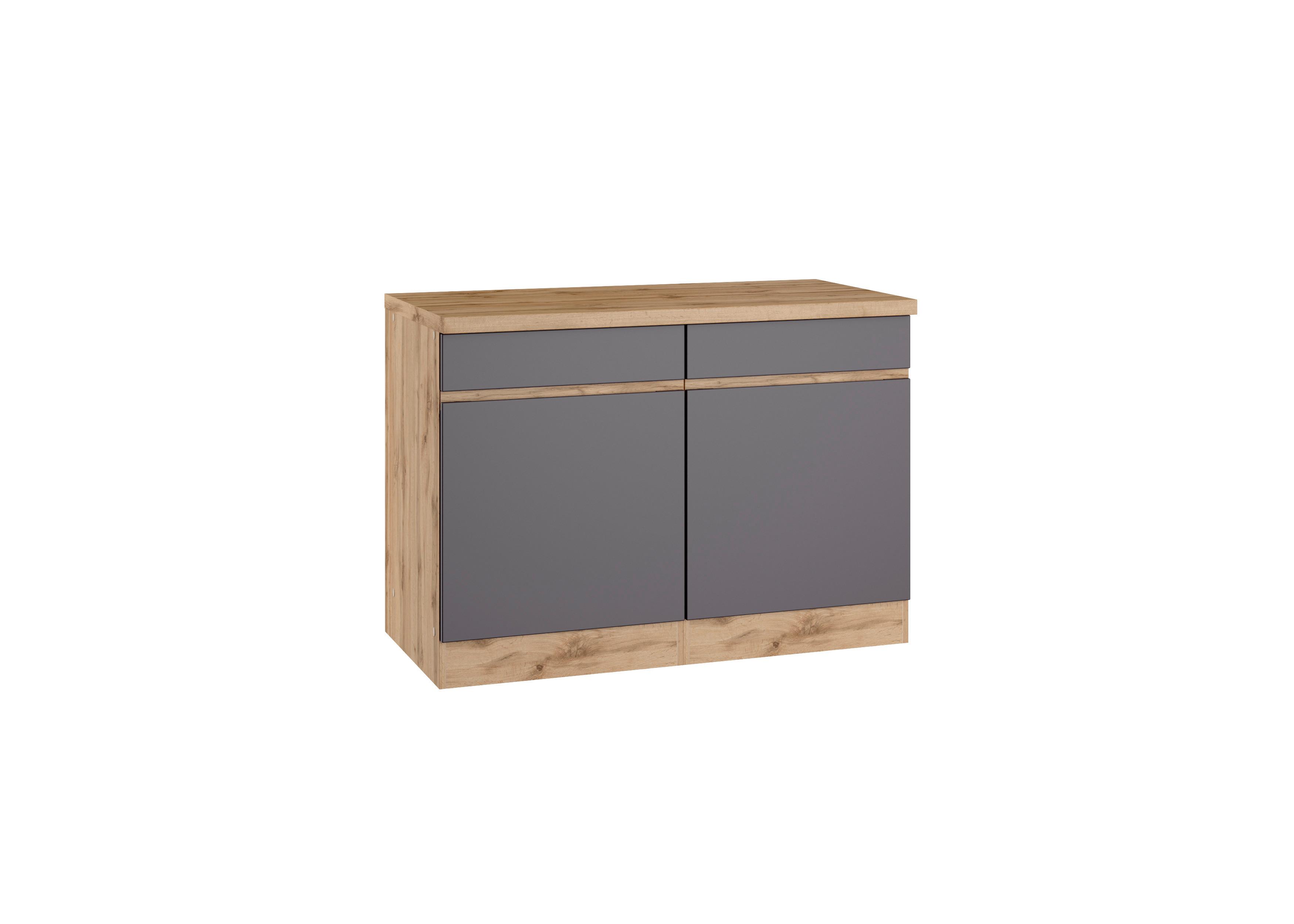 Küchenunterschrank Turin 120 cm Grau/Wotaneiche