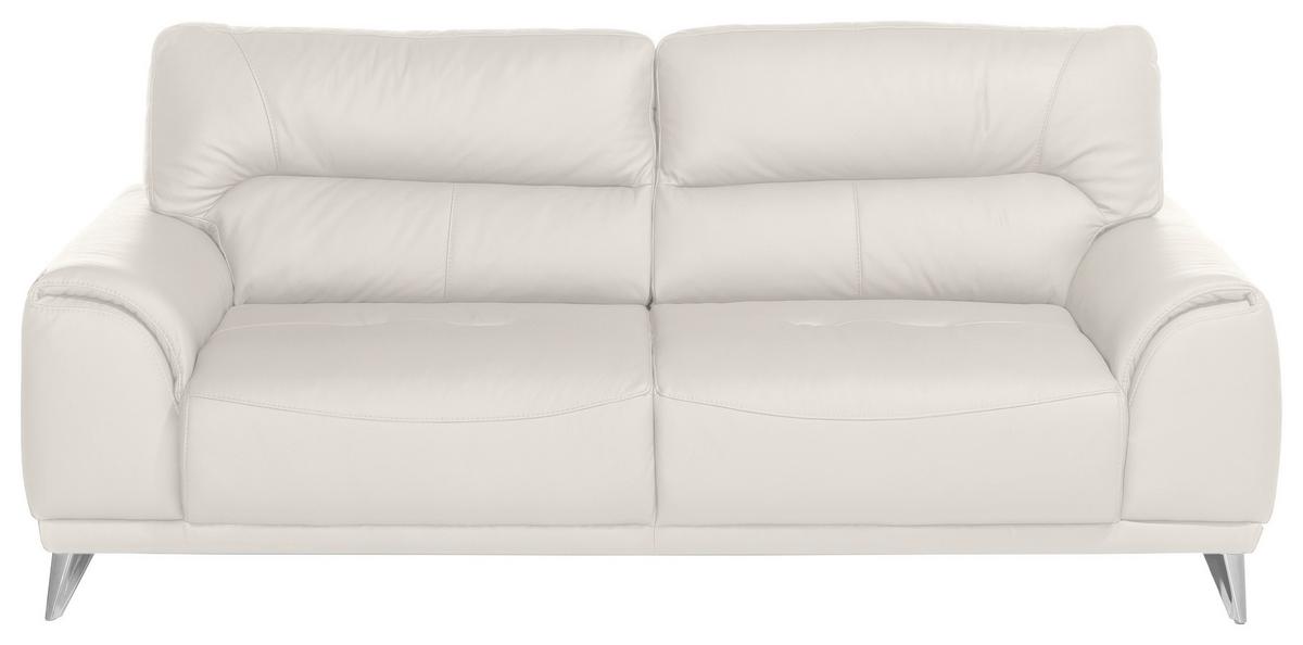 Dreisitzer-sofa Frisco Weiß Lederlook B: 210 Cm - Chromfarben/Weiß, MODERN, Textil (210/92/96cm) - MID.YOU