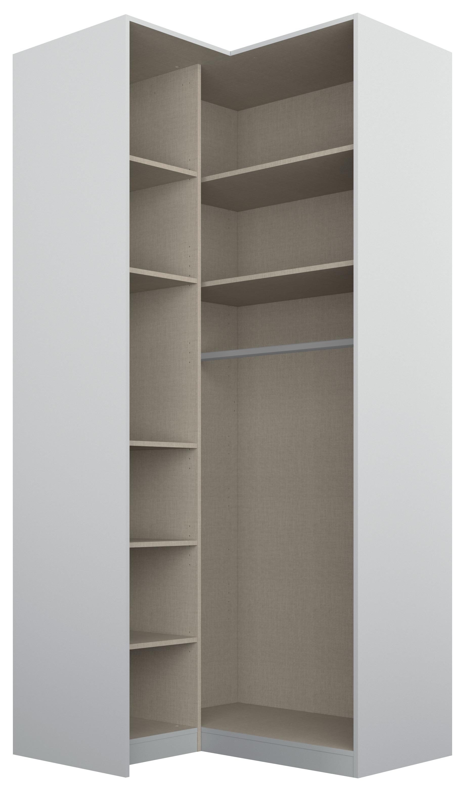 Rohová Šatní Skříň Alabama - světle šedá/barvy hliníku, Moderní, kompozitní dřevo (100/229/102cm)