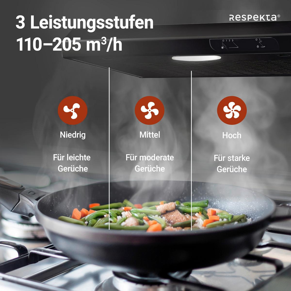 Dunstabzugshaube Respekta Suna 60 Cm - Schwarz, Trend, Metall (60/7,6/47cm) - Respekta