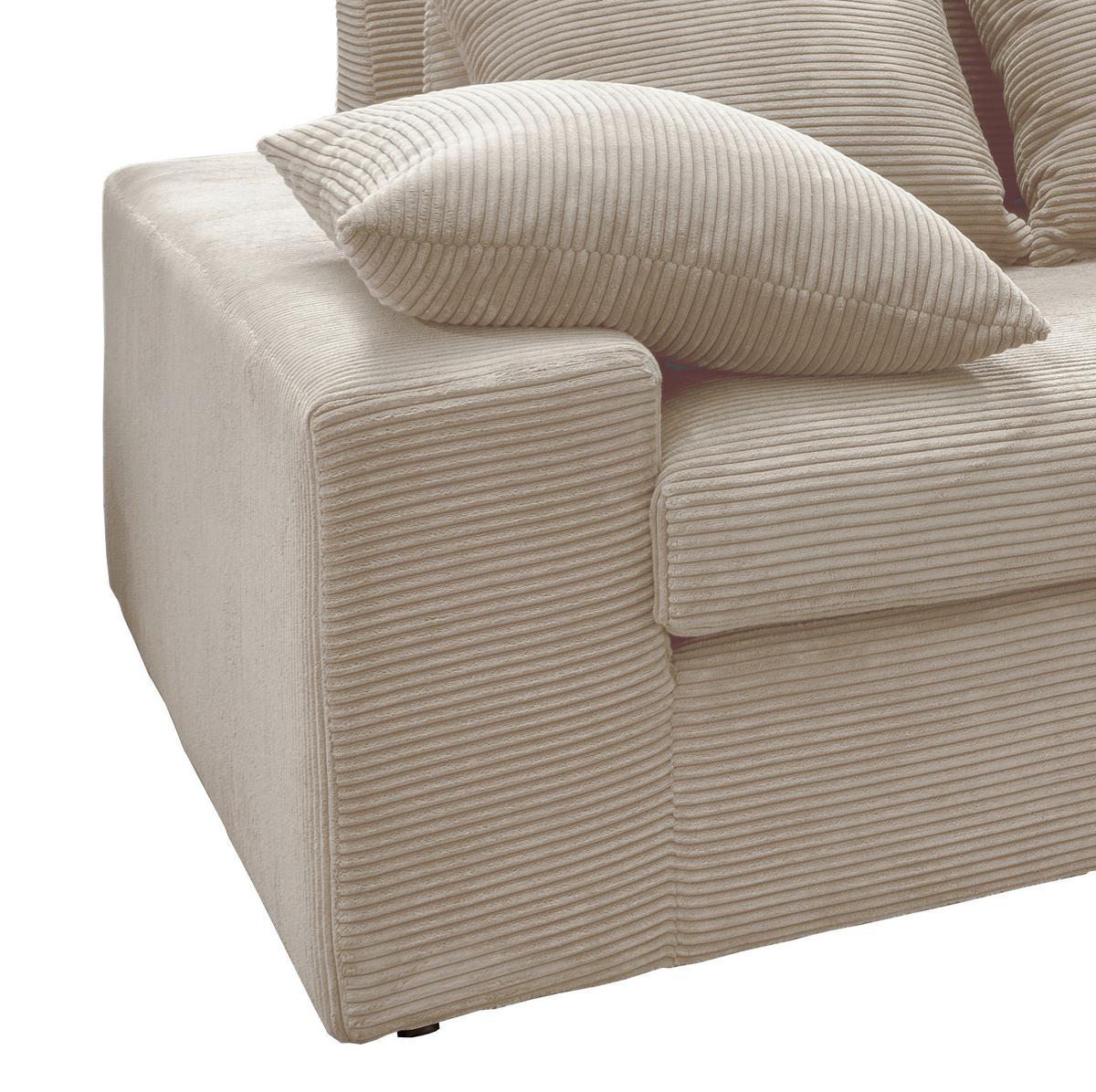 Ecksofa Avellino Beige Cord - Beige/Schwarz, MODERN, Textil (278/200cm) - Livetastic