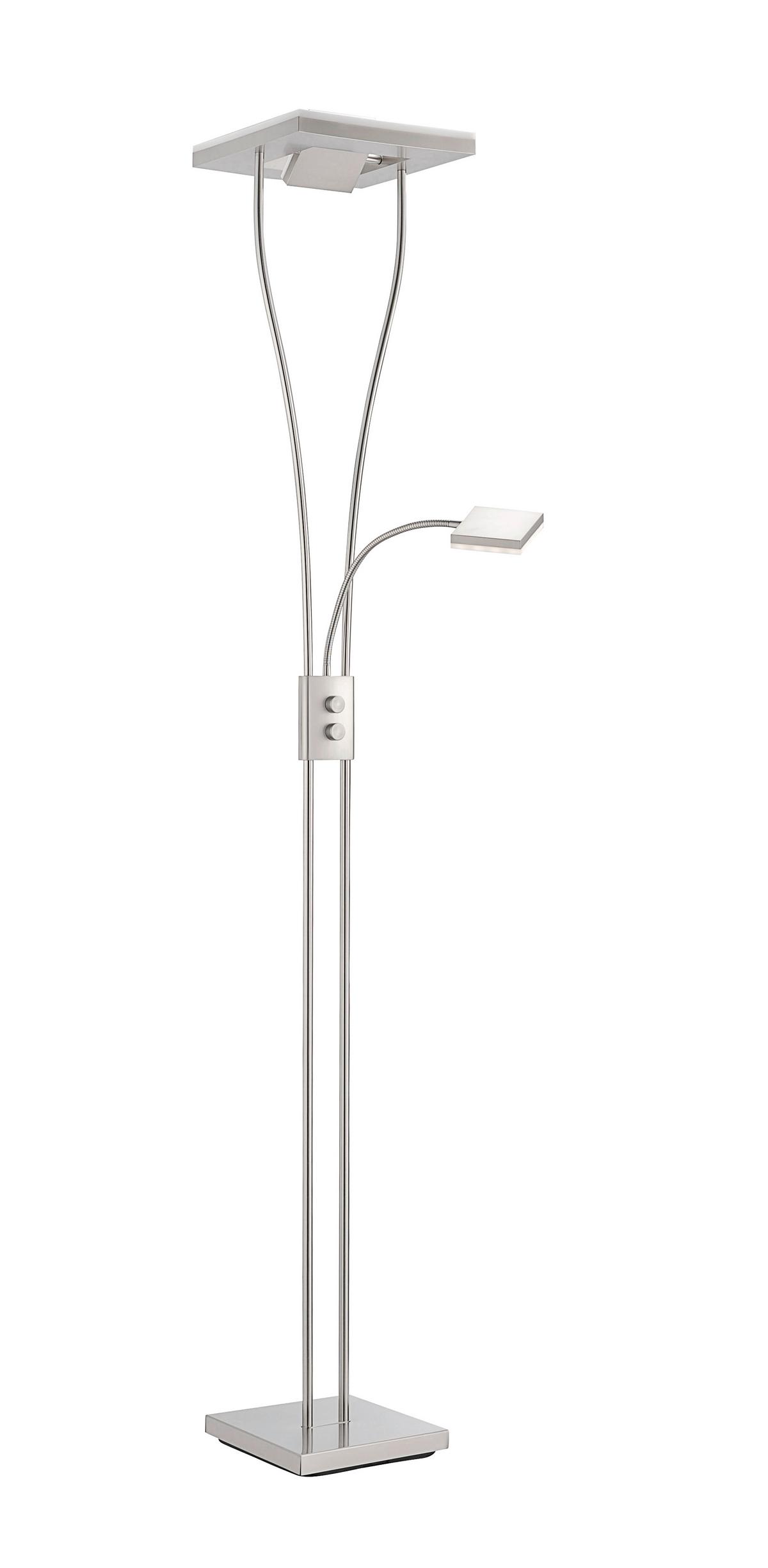 Stehlampe Helia Dimmbar Nickelfarben 3-Fach Schaltbar - Nickelfarben, Design, Metall (57/57/197,5cm)