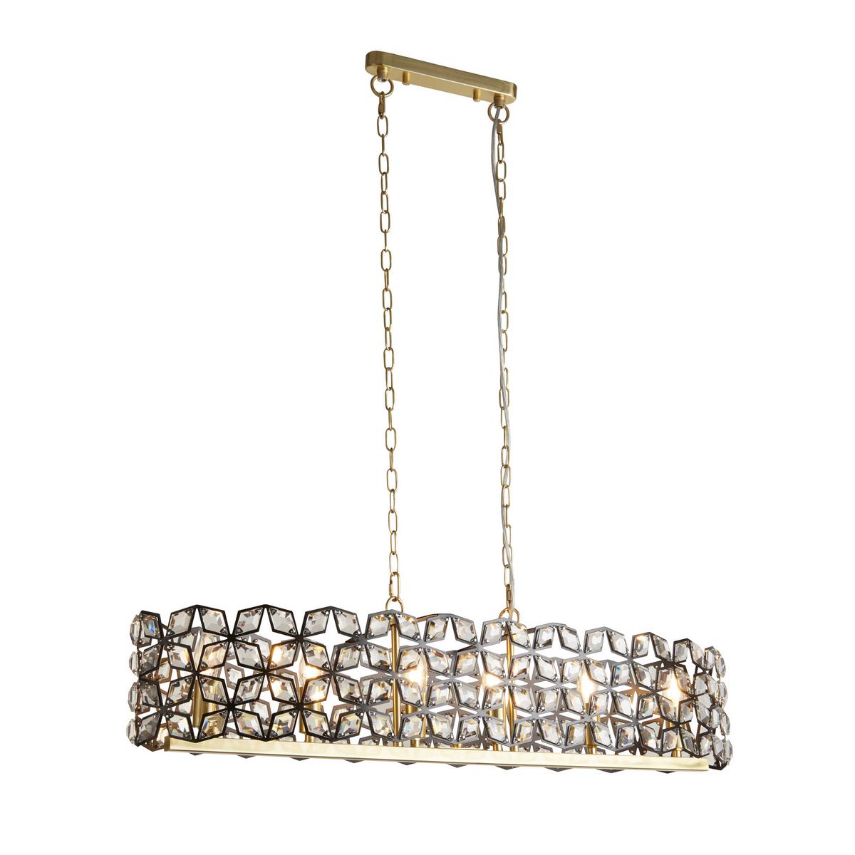 Hängeleuchte 59811-6bsb - Klar/Schwarz, Basics, Glas/Metall (100/30/150cm)