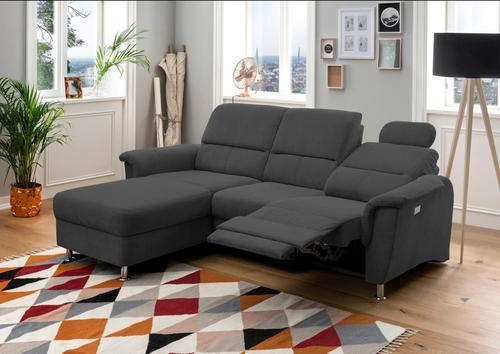 Ecksofa mit Relaxfunktion + USB Anschluss Parole, Mikrof. - Chromfarben/Schwarz, MODERN, Textil (165/231cm) - Livetastic