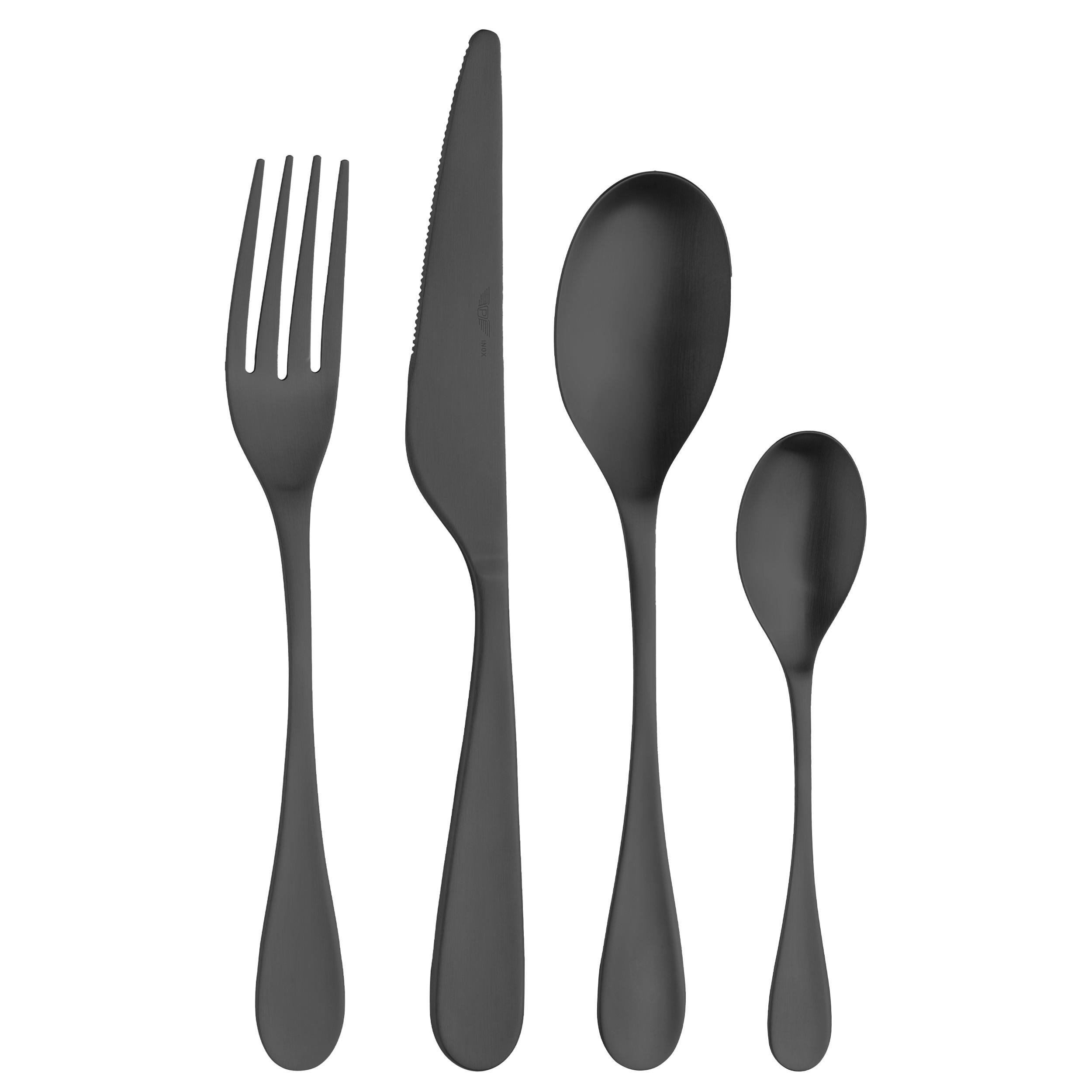 Besteckset Drop Black Schwarz - Schwarz, Basics, Metall (51/27/31cm) - Pintinox