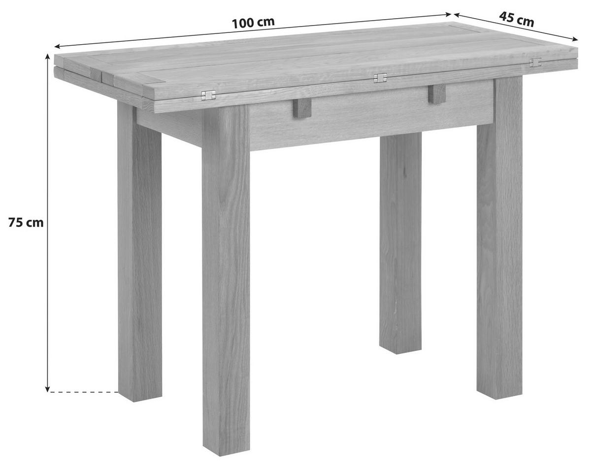 Esstische Ausziehbar Echtholz Kenley 100x90x75 Cm - Eichefarben, Trend, Holz/Holzwerkstoff (45-90/100/75cm) - MID.YOU