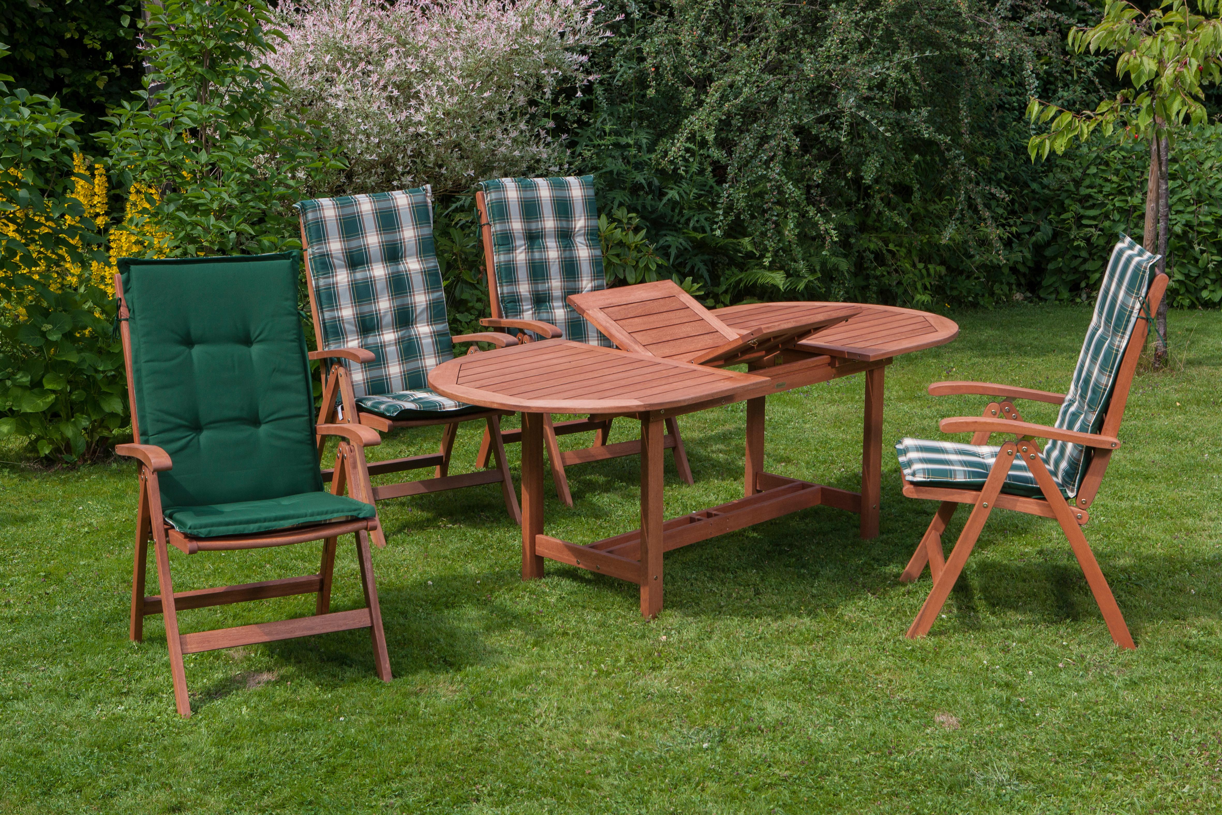 Gartenset aus Tisch und 4 Klappsessel