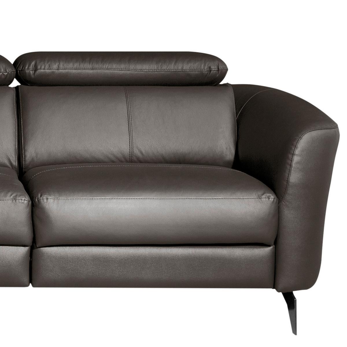 Ecksofa Berne Dunkelbraun S: 183x261 Cm - Dunkelbraun/Schwarz, Design, Leder/Textil (183/261cm) - Livetastic