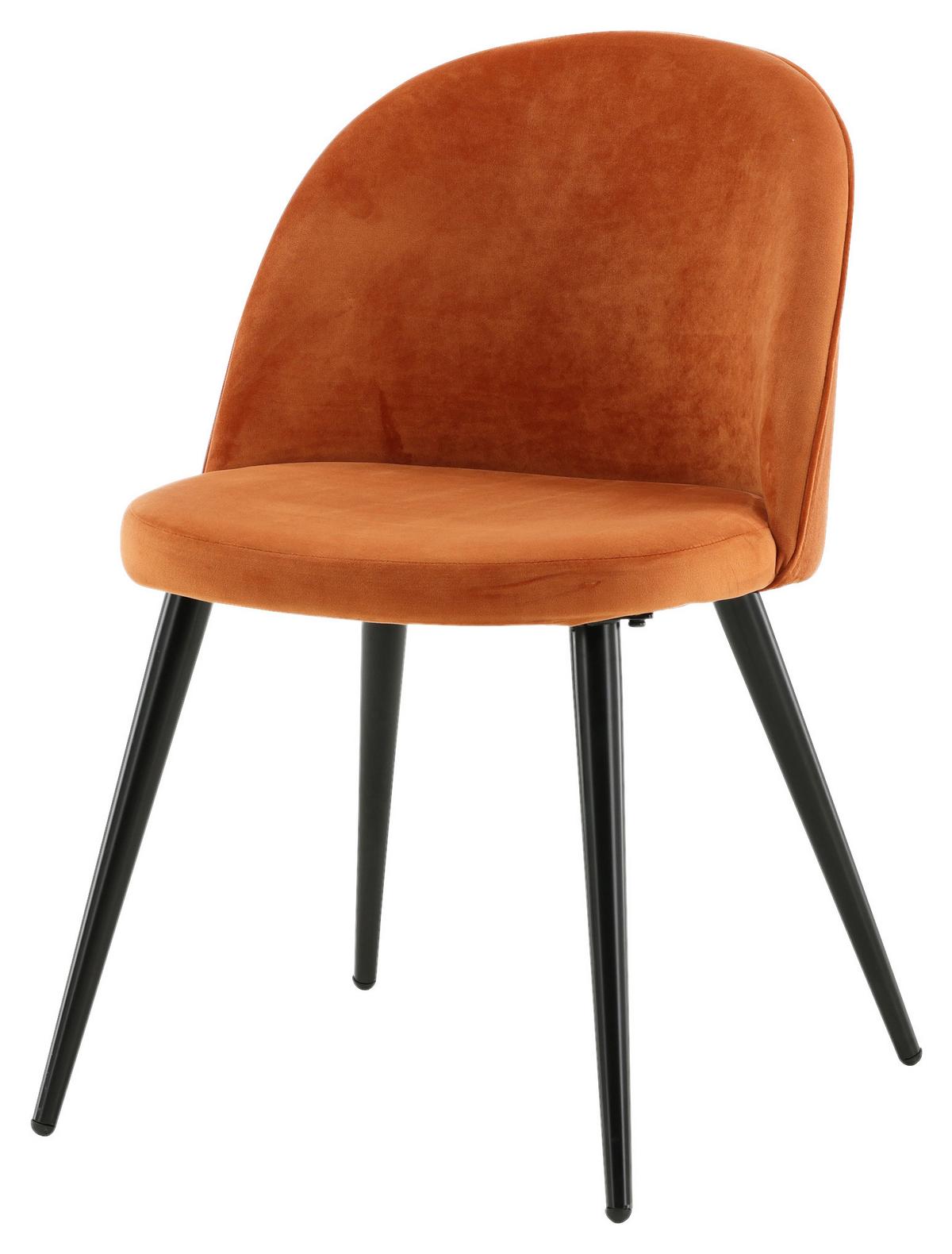 Stuhl-set Velvet - Schwarz/Orange, Design, Textil/Metall (57/76.5/50cm) - Livetastic