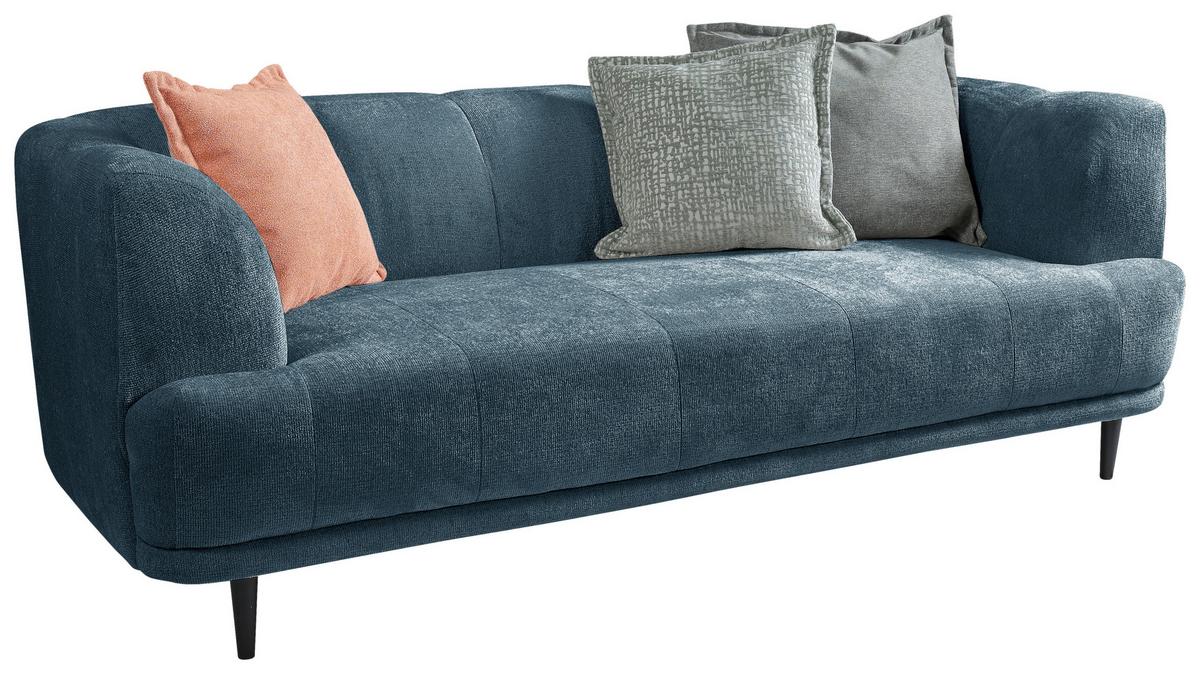 3-Sitzer-Sofa Lou Blau/Schwarz, 226 cm - Blau/Schwarz, Design, Textil (226/77/106cm) - MID.YOU