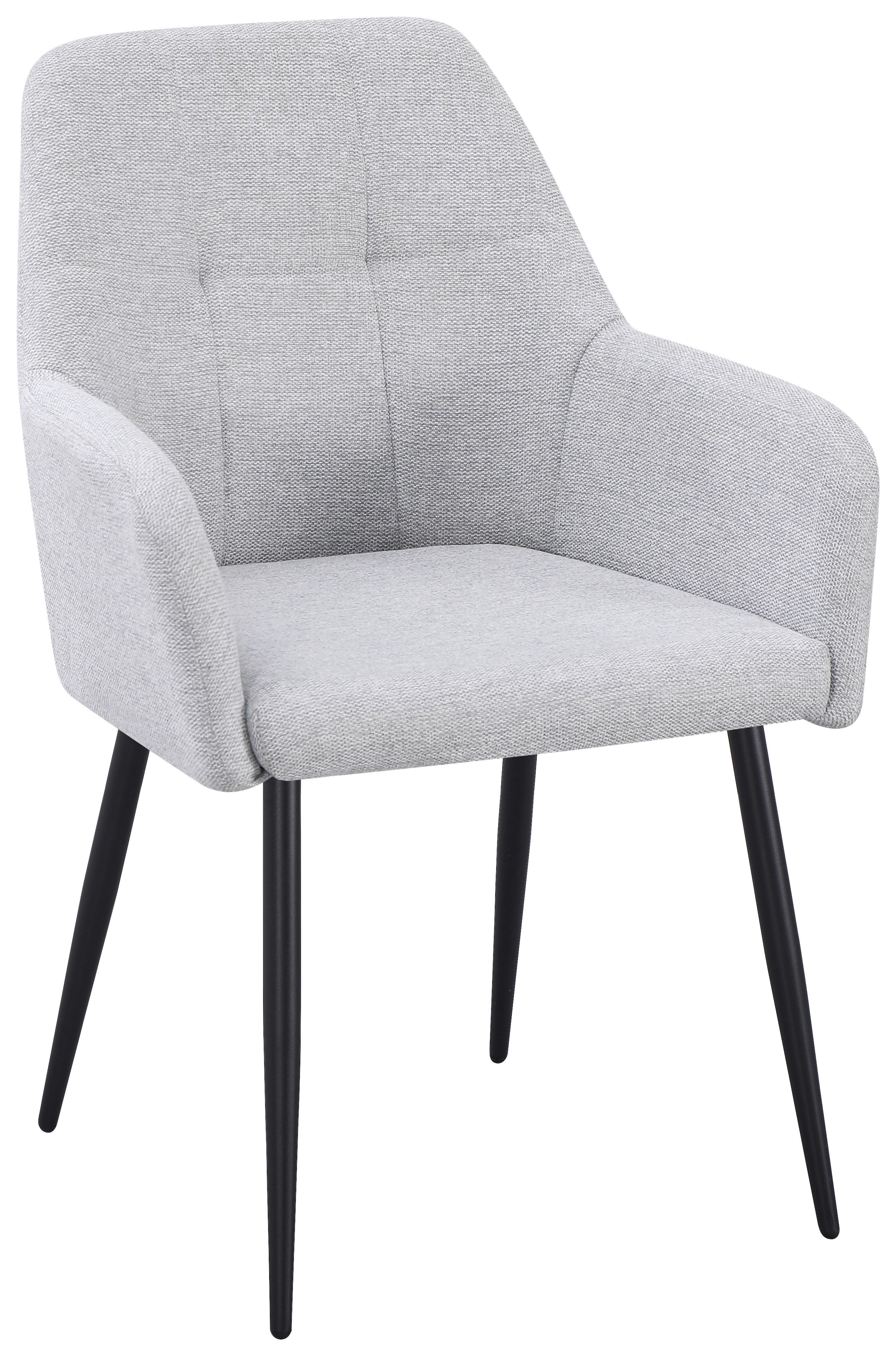 Armlehnstuhl Joe Ii Leinenoptik Hellgrau - Hellgrau/Schwarz, KONVENTIONELL, Textil/Metall (58/86/61cm)