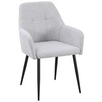Armlehnstuhl Joe Ii Leinenoptik Hellgrau - Hellgrau/Schwarz, KONVENTIONELL, Textil/Metall (58/86/61cm)