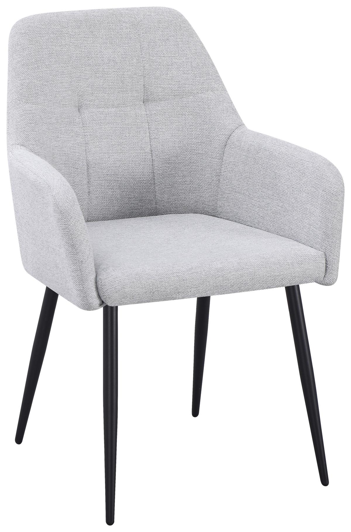Armlehnstuhl Joe Ii Leinenoptik Hellgrau - Hellgrau/Schwarz, KONVENTIONELL, Textil/Metall (58/86/61cm)