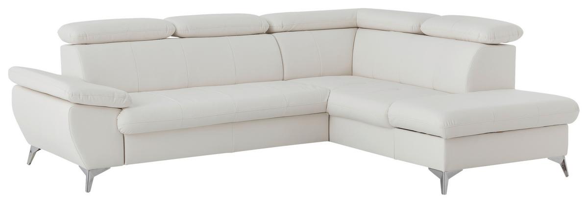 Ecksofa Mit Schlaffunktion Und Bettkasten Gisele Weiß - Chromfarben/Weiß, KONVENTIONELL, Textil (256/209cm) - Livetastic