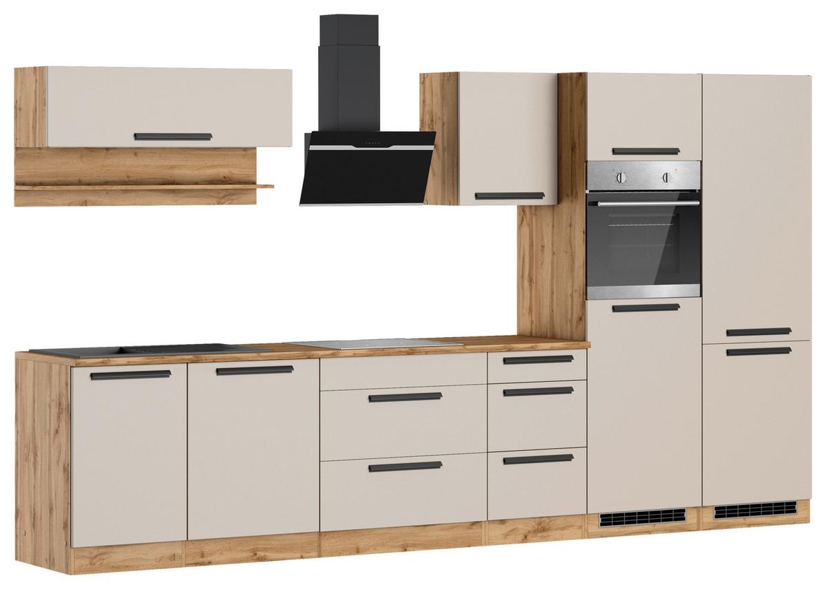 Küchenblock Aveiro Kaschmir/Eiche Wotan B: 360cm - Kaschmir/Eiche Wotan, Trend, Holzwerkstoff/Metall (360cm) - Held