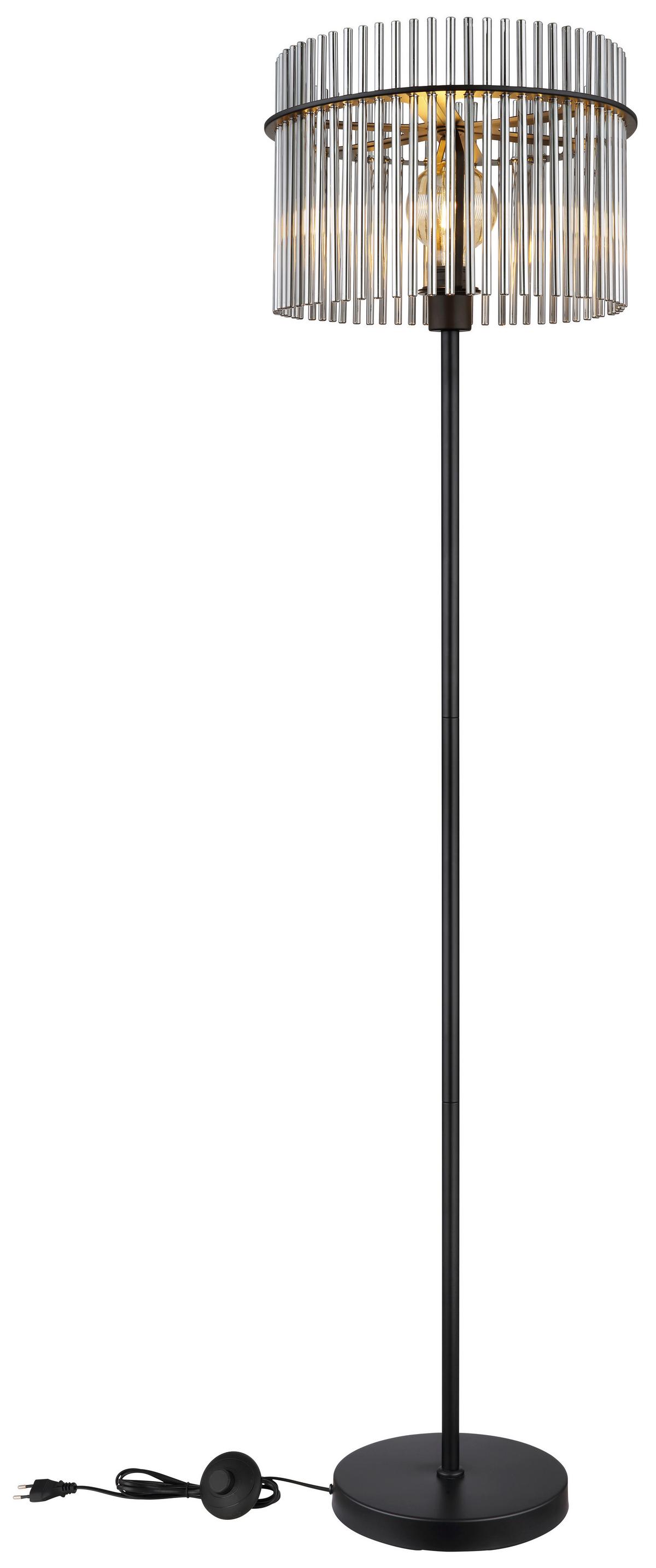 STOJACIA LAMPA GORLEY - čierna/sivá, Design, kov/sklo (38/152cm) - Globo