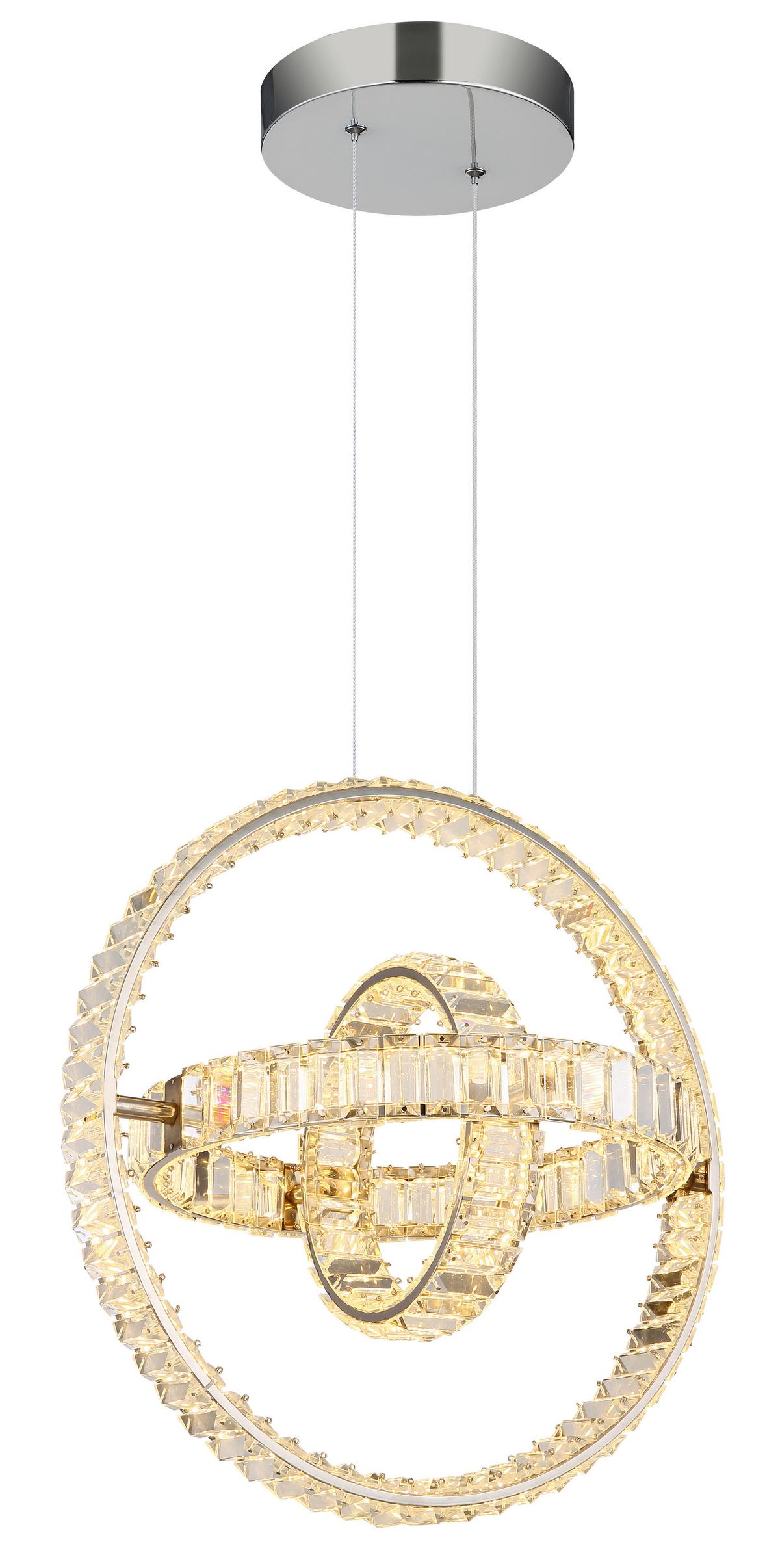 Hängeleuchte Neil Kristallglas - Klar/Chromfarben, Design, Glas/Metall (50/40/120cm) - Globo