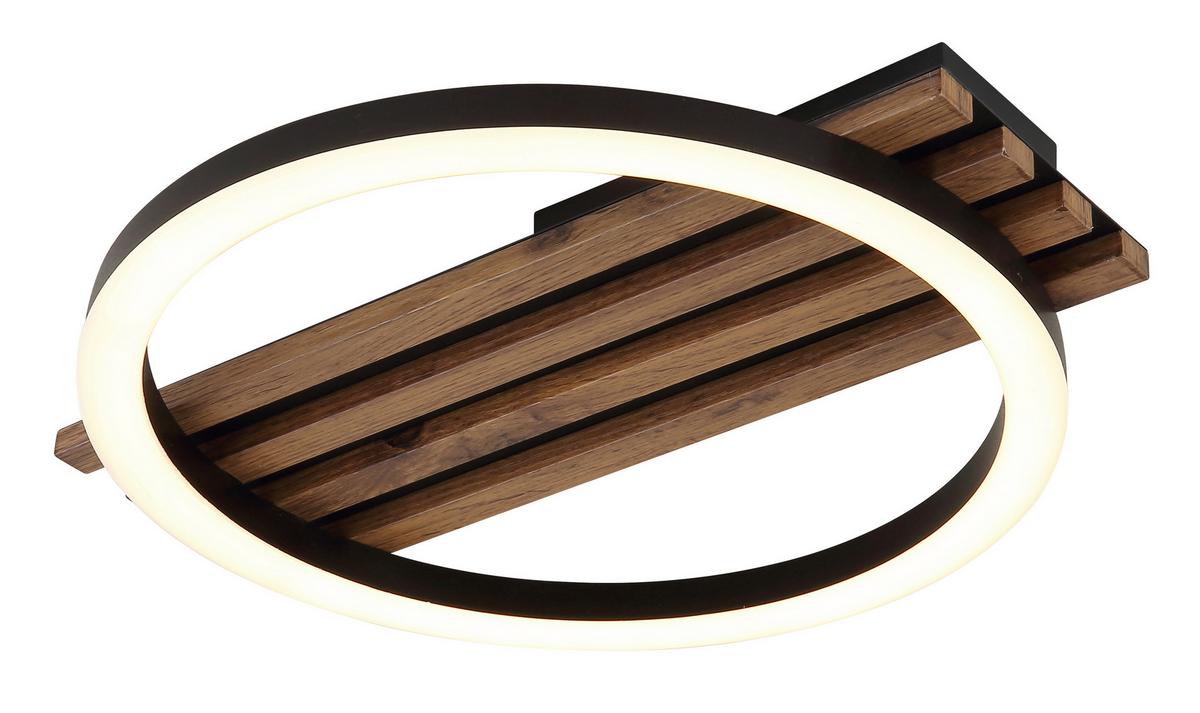 LED-Deckenleuchte Tisha L:34cm Schwarz Weiß Dunkelbraun - Dunkelbraun/Schwarz, Natur, Holzwerkstoff/Kunststoff (34/30/6cm) - Globo