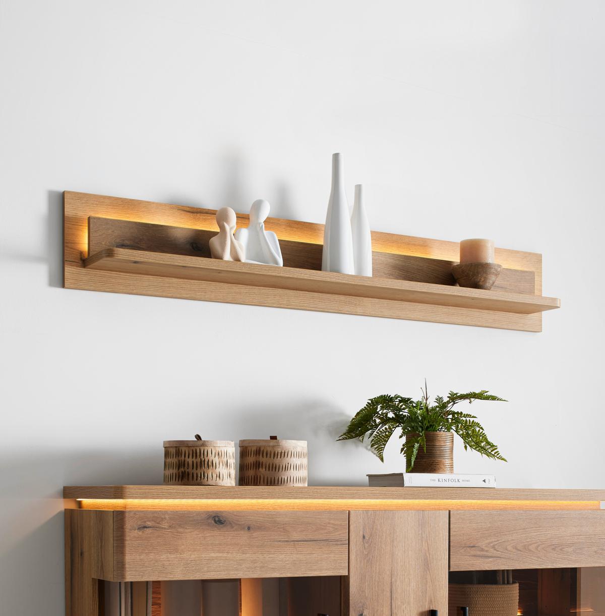 NÁSTĚNNÁ POLICE ALAMEDA -EXKLUSIV- - barvy dubu, Moderní, kompozitní dřevo (150/24/18cm) - Mömax