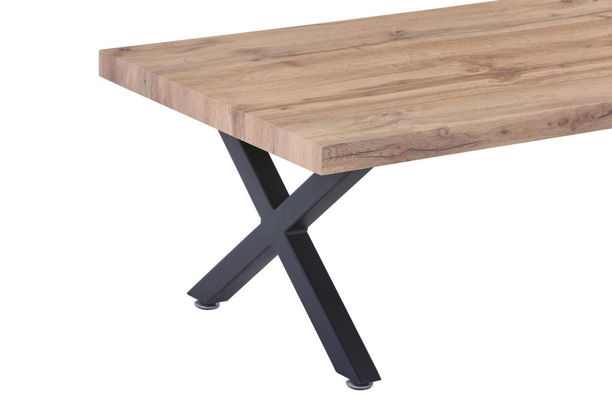 Couchtisch Naturfarben B: 60 cm - Schwarz/Naturfarben, Design, Holzwerkstoff/Metall (120/60/40cm) - Livetastic