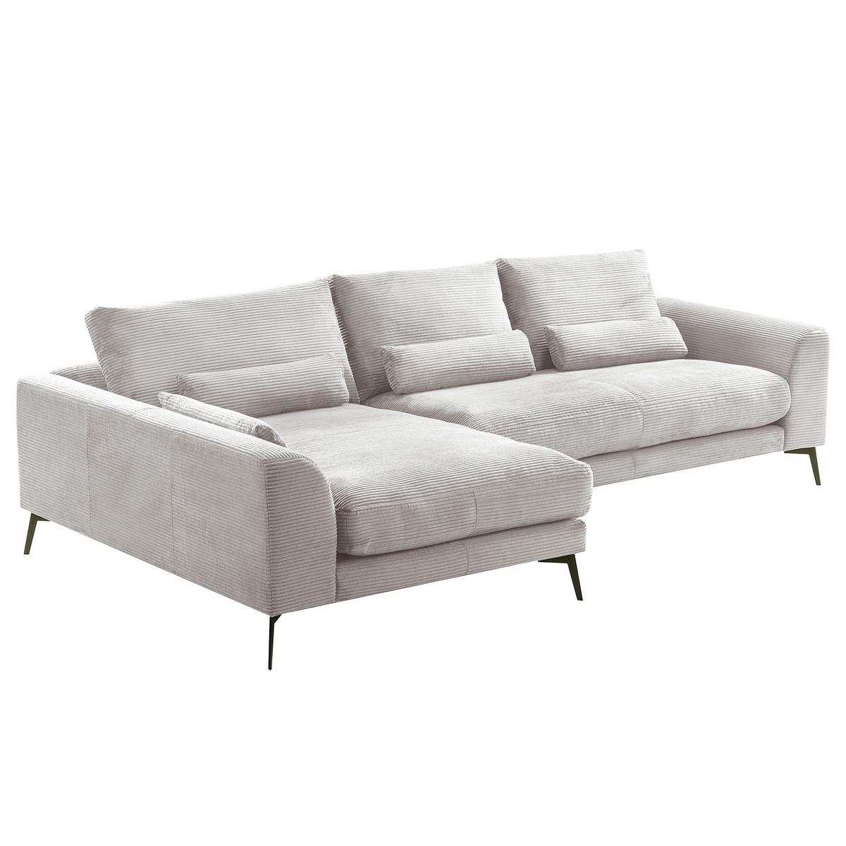 Ecksofa Berlin Cord Hellgrau 172x313 cm - Hellgrau/Schwarz, Design, Textil (172/313cm) - P & B