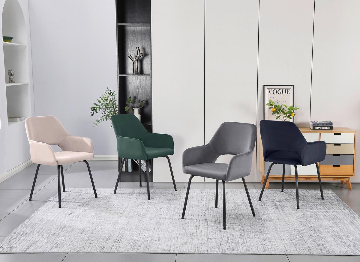 Armlehnstuhl Jonny Cord Moosgrün, B: 58 Cm - Schwarz/Grün, KONVENTIONELL, Textil/Metall (58/86/59cm)