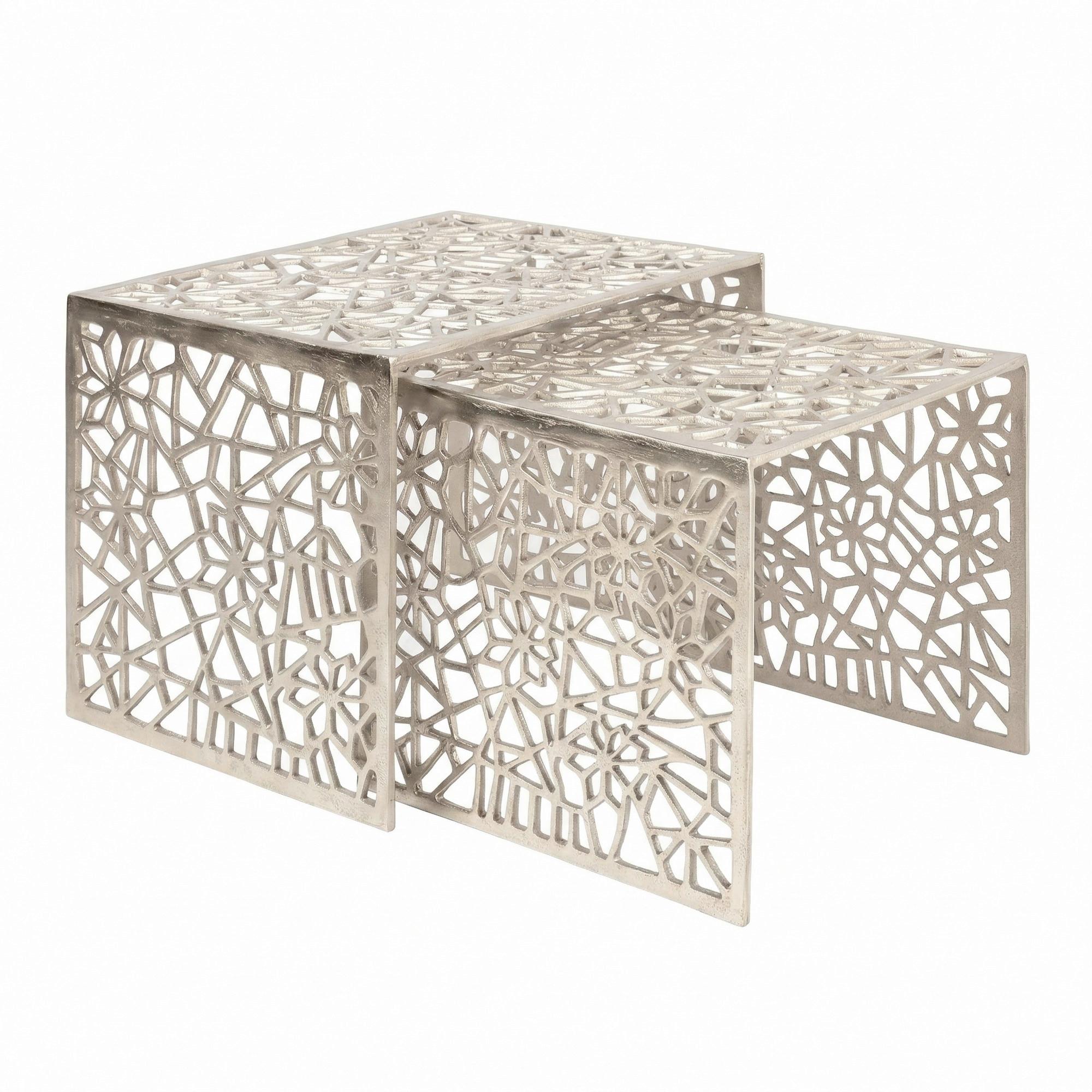 SATZTISCH Silberfarben 2-teilig - Silberfarben, Design, Metall (50/40/40/35/40/35cm) - MID.YOU