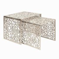 SATZTISCH Silberfarben 2-teilig - Silberfarben, Design, Metall (50/40/40/35/40/35cm) - MID.YOU