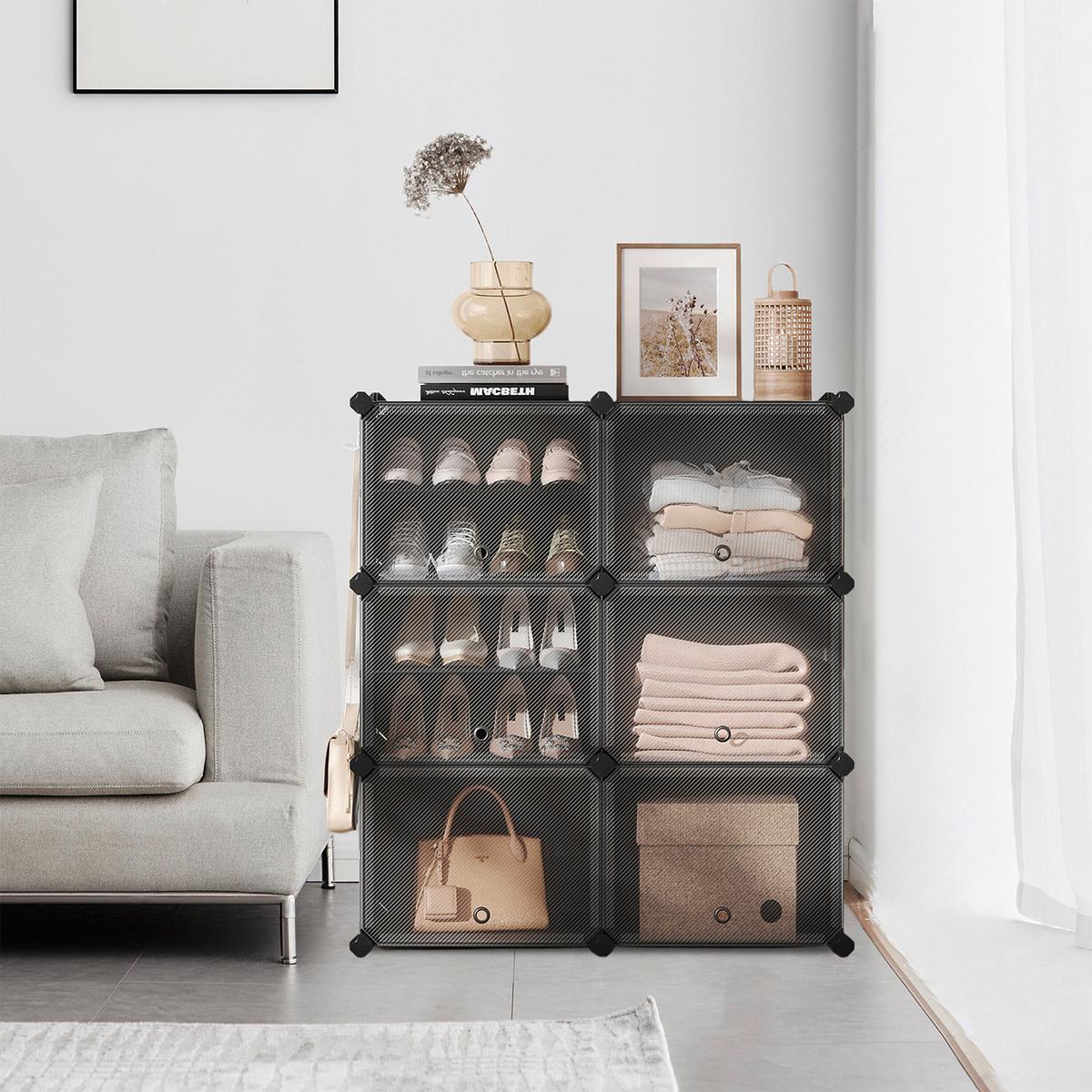 Schuhregal Schwarz, Weiß B: 82 Cm - Schwarz/Weiß, Basics, Kunststoff/Metall (82/92/32cm)