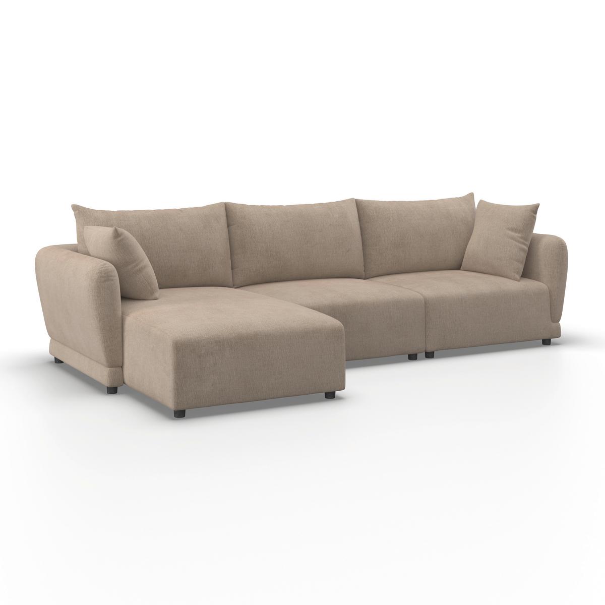 Sedací souprava NICOLE, levá, béžová, max. do 480 kg - černá/šedobéžová, Moderní, dřevo/textil (162/87/306cm) - Bessagi Home