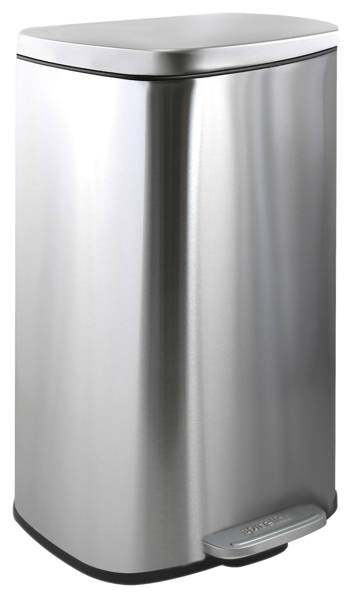 Treteimer Akira 50l Silberf. Metall Lbh: 42,7x29,7x64,3 Cm - Silberfarben/Schwarz, Basics, Kunststoff/Metall (42,7/29,7/64,3cm) - Spirella