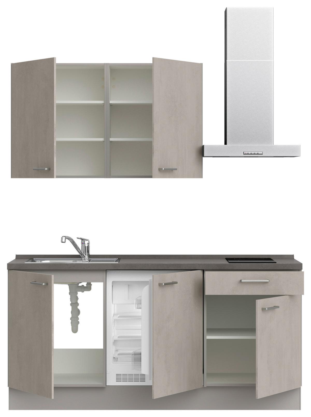 Kuchyňská linka 180 cm, betónová sivá - šedá/světle šedá, Moderní, kov/kompozitní dřevo (180cm) - Nobilia