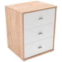 Nachtkästchen Eiche Dekor/Weiß H: 54,8 cm 4-You New - Chromfarben/Eichefarben, KONVENTIONELL, Holzwerkstoff (50/54,8/34,6cm)
